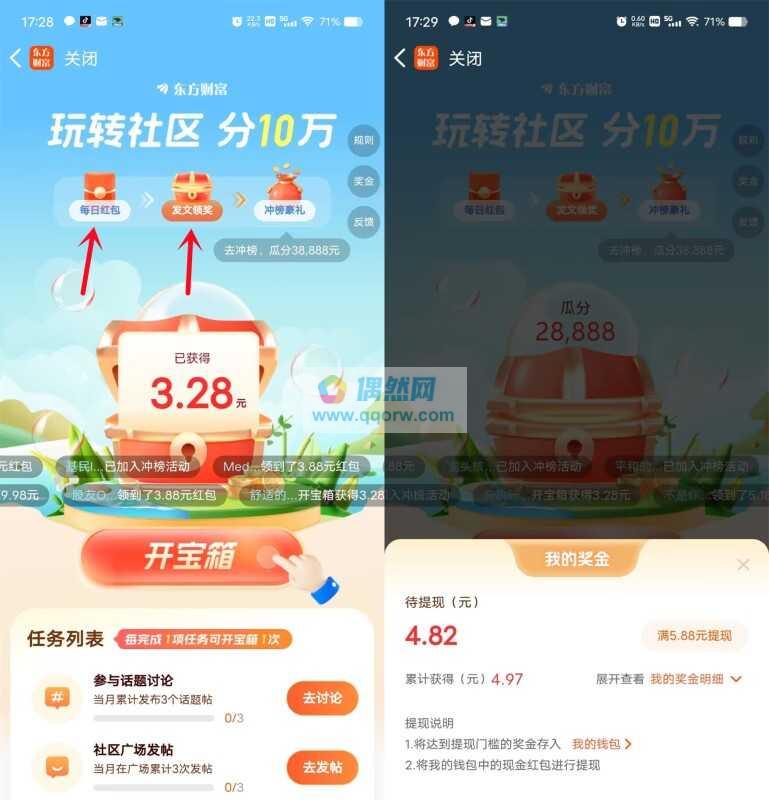 东方财富玩转社区瓜分10万现金红包